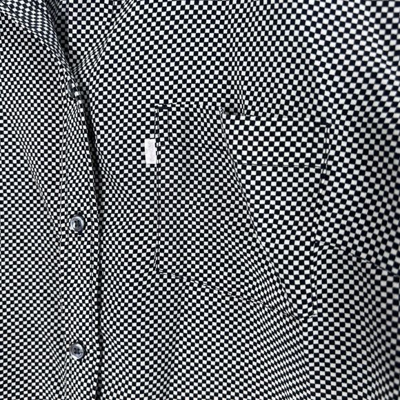 Levi's Blouse Checkered Plaid Classic Fit Button Up Black White Women's Size L - Picture 3 of 9